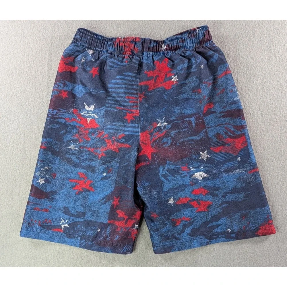 Under Armour Boys Stars and Stripes Camo Swim Trunks Size 7 Blue Red
